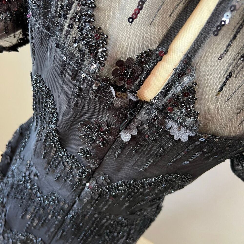 Dress the Population Lia midi cocktail dress features a sheer mesh overlay decor - Picture 5 of 16